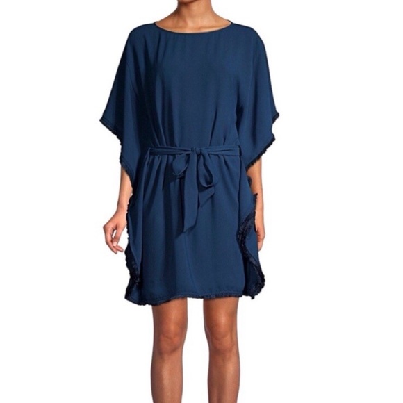 Trina Turk Blue Ray Tie Waist Caftan Style Dress - Picture 1 of 9